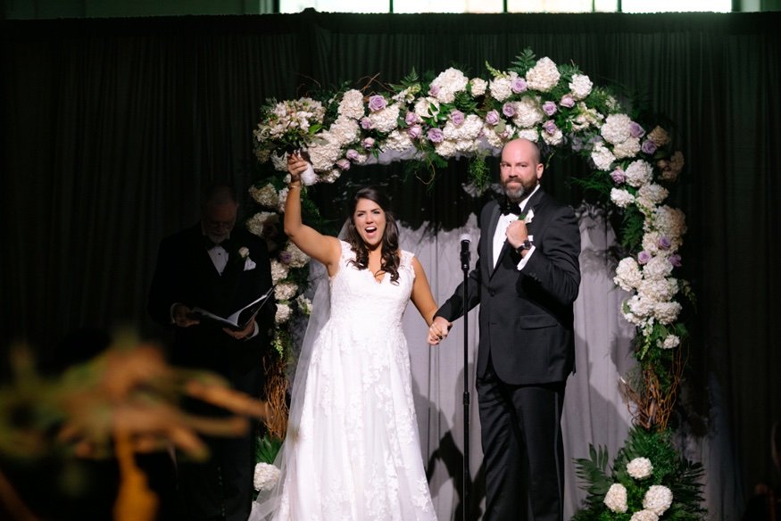Bride and groom at Moulin wedding ceremony.