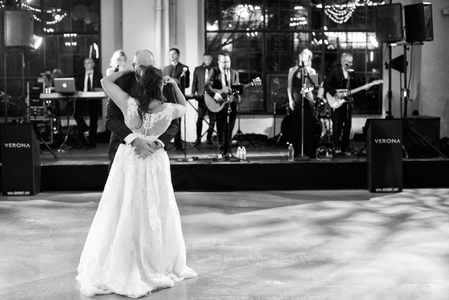 Bride & Groom first dance at Moulin by Brulee Catering wedding reception.