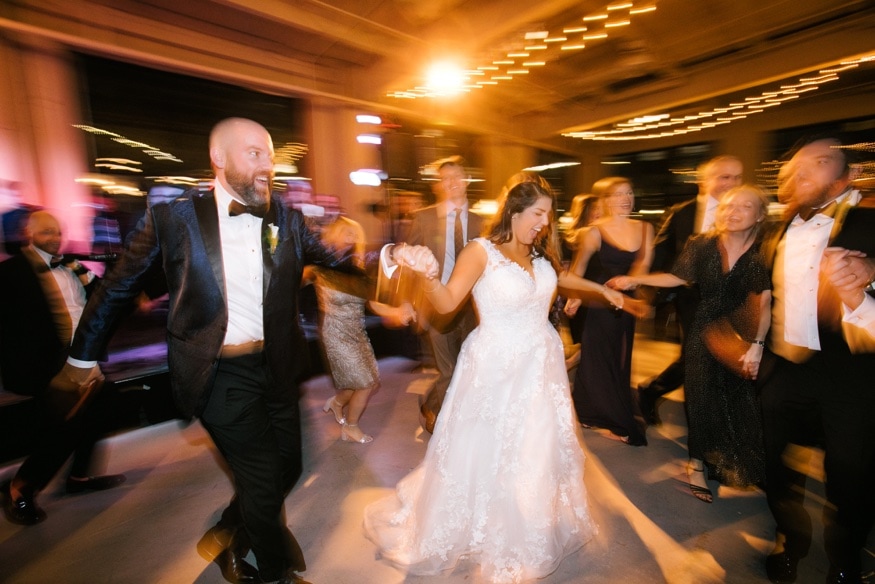 Bride and groom dancing the horah at Moulin Philadelphia wedding.