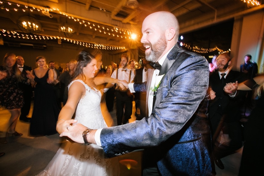 Bride and groom dancing the horah at Moulin Philadelphia wedding.