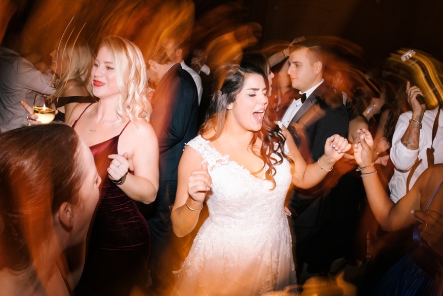 Bride dancing at Moulin wedding in Philadelphia.