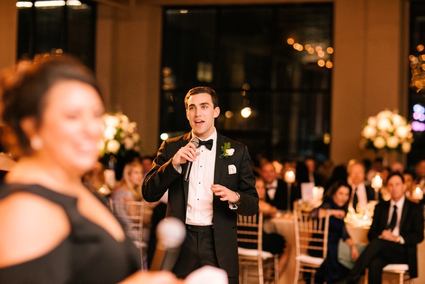 Speeches at Moulin Philadelphia wedding reception.