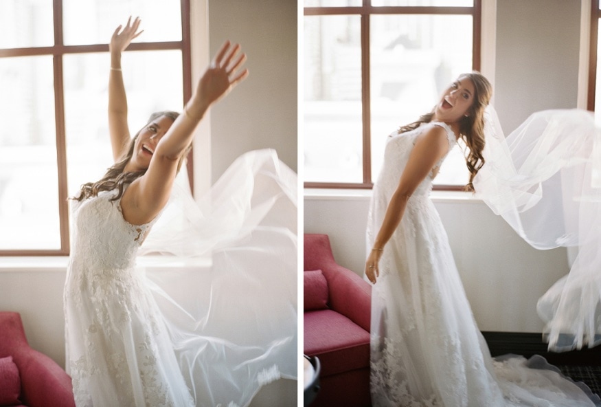 Bride's portraits at The Notary Hotel in Philadelphia.