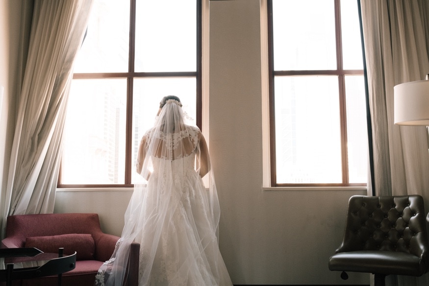 Bride's portraits at The Notary Hotel in Philadelphia.