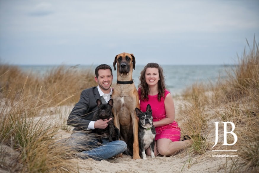 Laura and Justin dogs great dane french bulldogs Virginia Beach engagement session