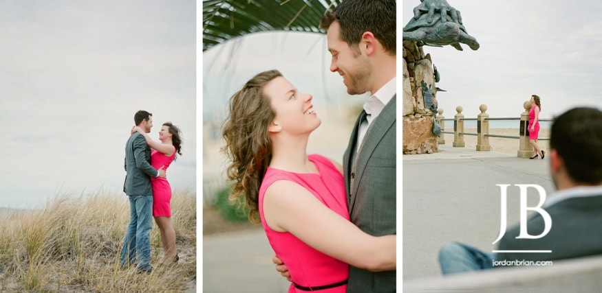 Laura and Justin Virginia Beach engagement wide portrait boardwalk
