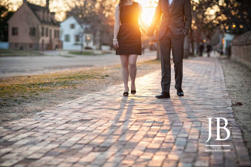 Laura and Justin Williamsburg Virginia engagement session tree silhouette portrait