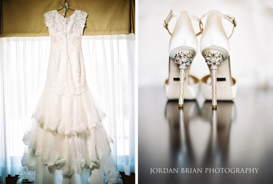 Kleinfeld wedding dress and Badgley Mischka wedding shoes.