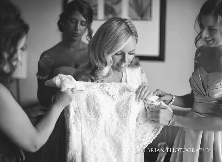 Bride getting ready at Windows on the Water Frogbridge wedding.