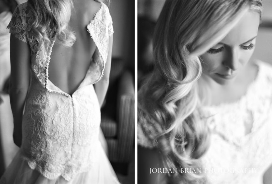 Bride getting dressed at Windows on the Water Frogbridge wedding.