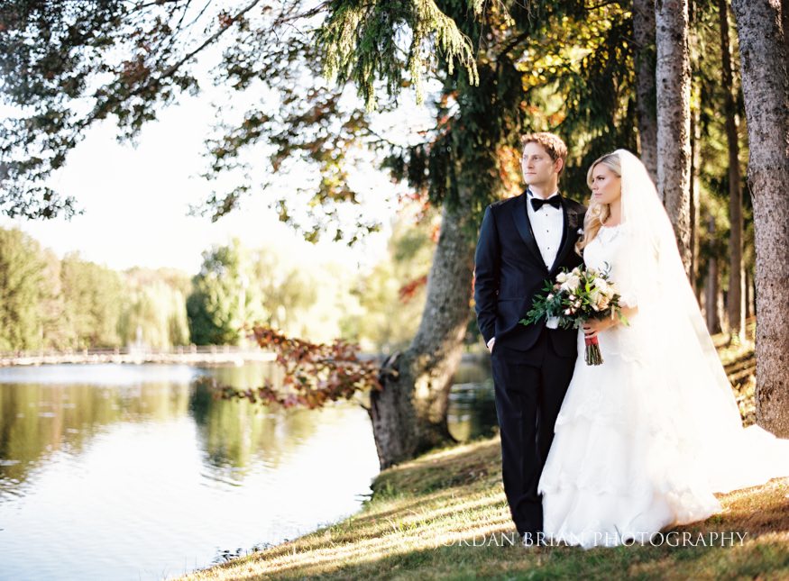 Bride and groom portraits at Windows on the Water Frogbridge wedding.