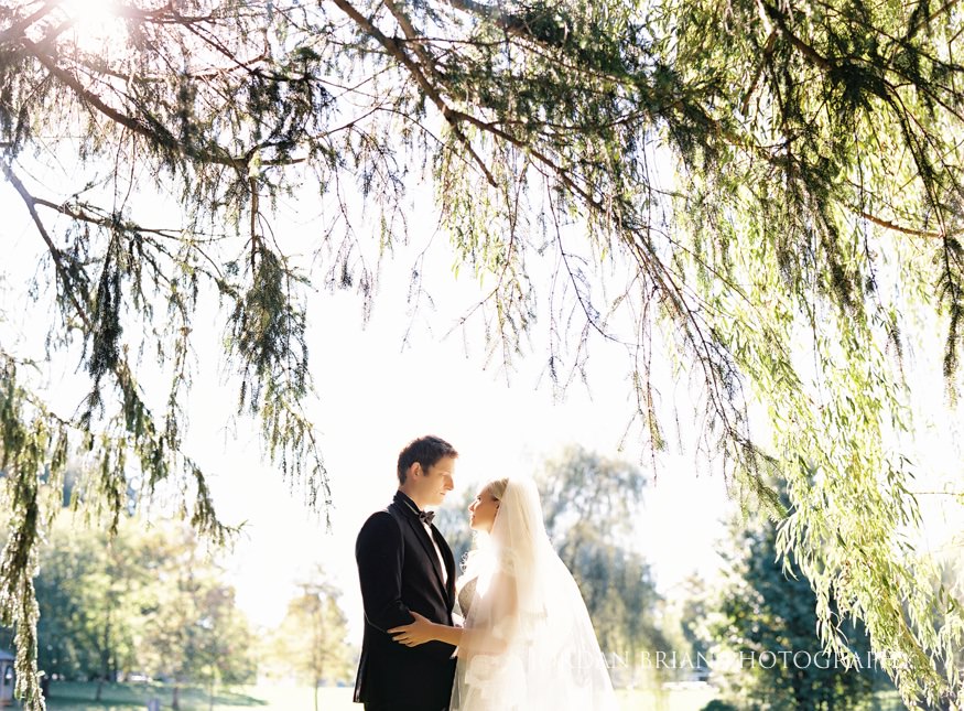 Bride and groom portraits at Windows on the Water Frogbridge wedding.
