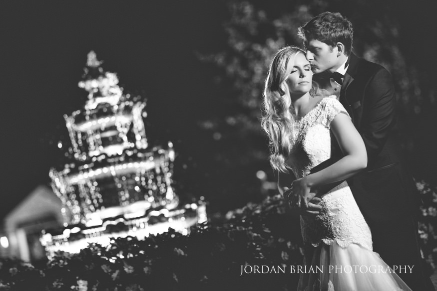 Night portraits of Bride and Groom at Windows on the Water Frogbridge wedding.