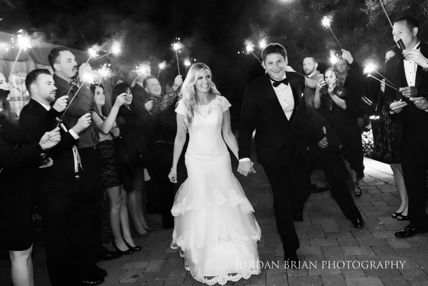 Bride and groom sparkler exit at Windows on the Water Frogbridge wedding.
