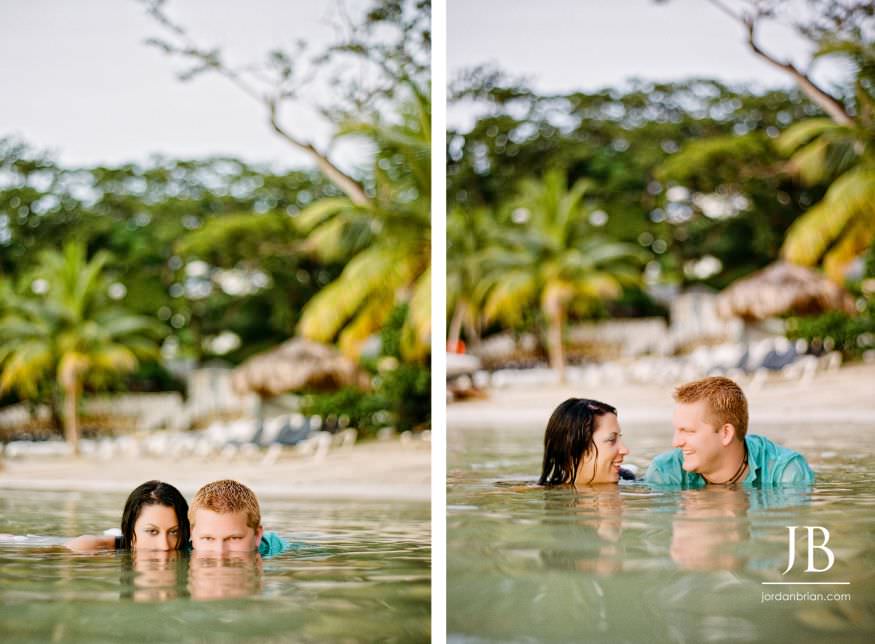 Laurie and Jason Jamaica engagement session portrait near the ocean