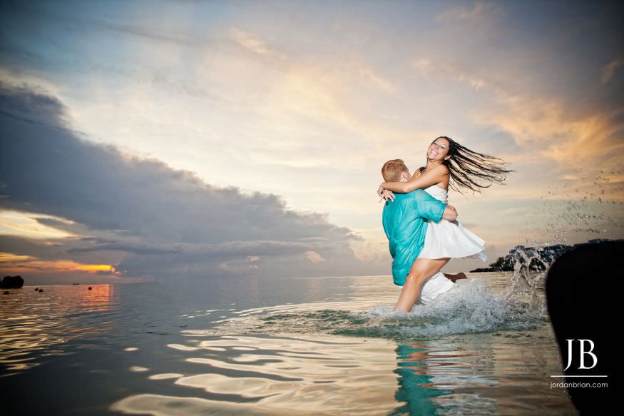Laurie and Jason beach engagement photograph at Grand Palladium Jamaica