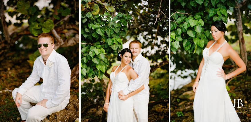 Laurie and Jason Jamaica wedding panoramic beach portrait