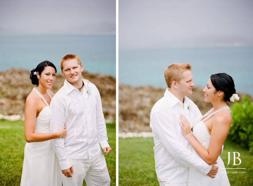 Laurie and Jason portrait with the Caribbean Sea behind them, Grand Palladium Jamaica