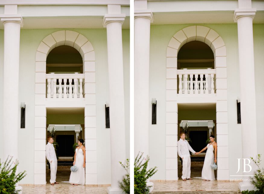 Laurie and Jason beachside portrait, Grand Palladium Jamaica destination wedding