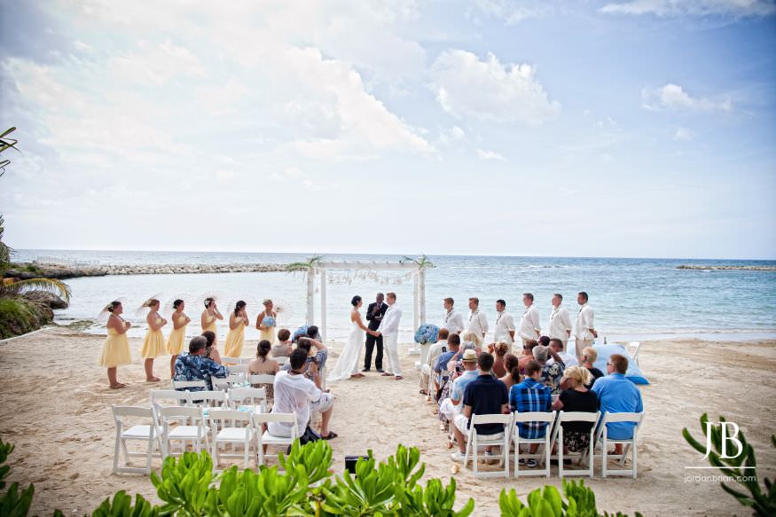 Jamaica destination wedding beach ceremony at Grand Palladium resort