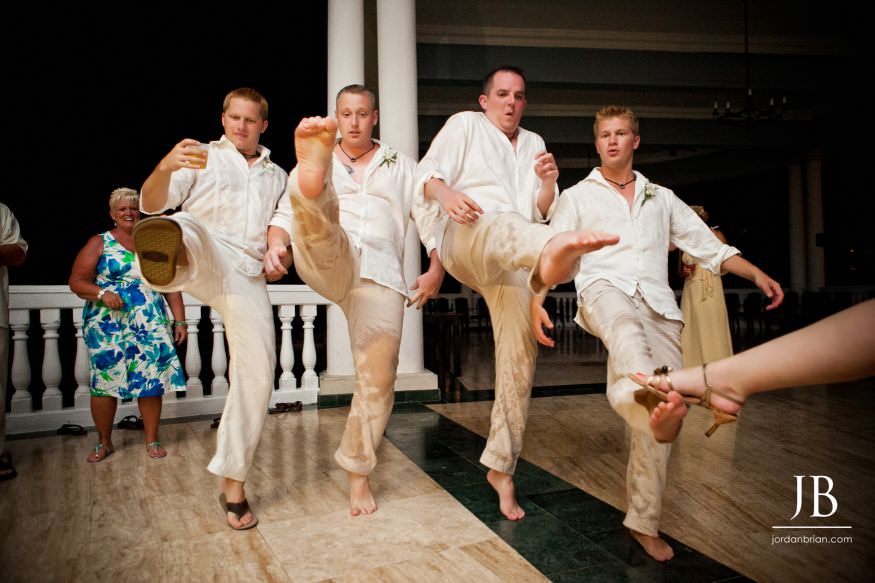 Guests on the dance floor at Laurie and Jason Jamaica wedding reception
