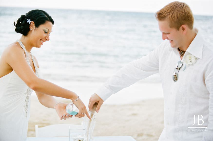 Laurie and Jason newlyweds celebrating after their Jamaica beach ceremony