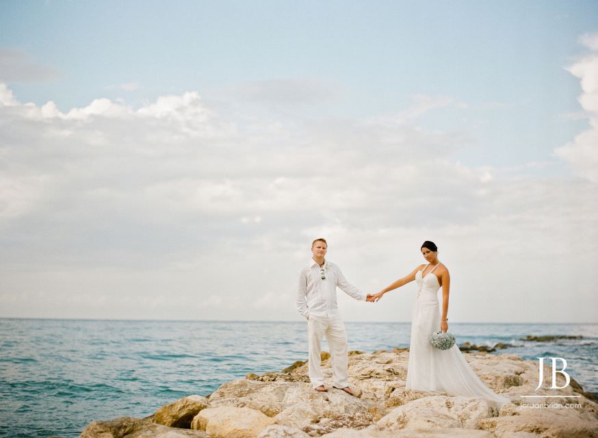 Laurie and Jason romantic close portrait, Grand Palladium Jamaica destination wedding