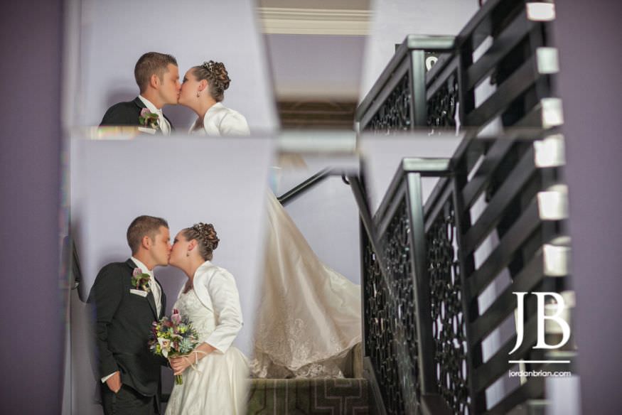 Layla and Chad portrait in Hotel Palomar library before Cescaphe VIE wedding