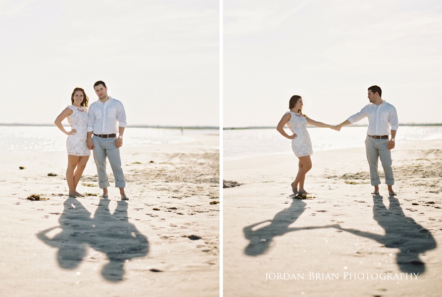 Couple posing on beach Sea Isle City Engagement