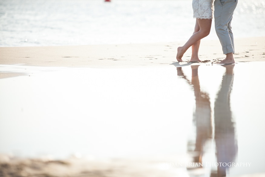 Couple reflection in water sea isle city