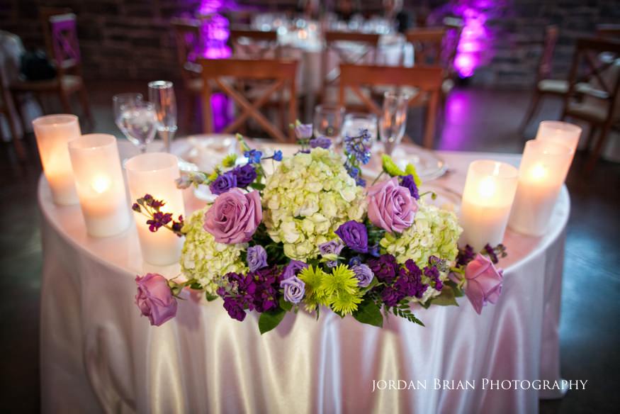 sweetheart table at knowlton masion wedding reception