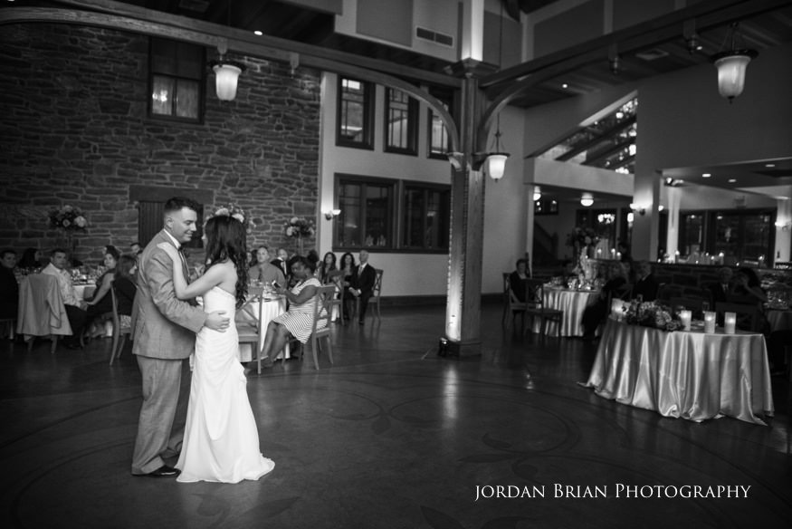 bride and groom first dance at knowlton mansion