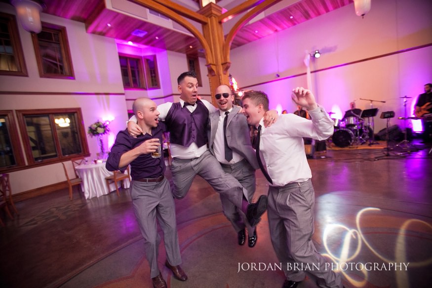 Groom dancing at knowlton mansion wedding reception