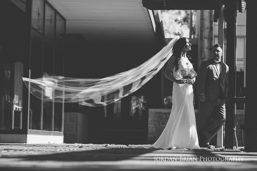 bride and groom black and white portrait at palmyra nature cove park
