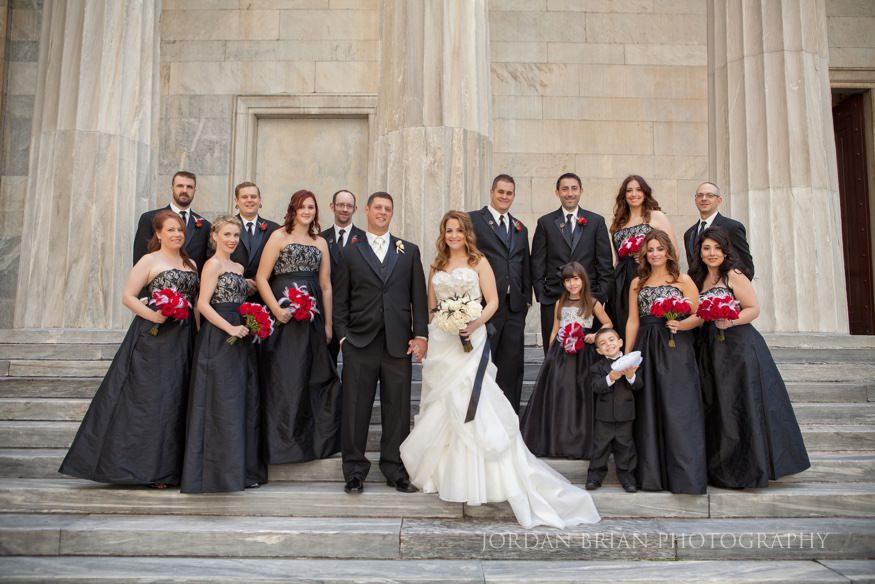 Bridal party portrait Second Bank of the US philadelphia