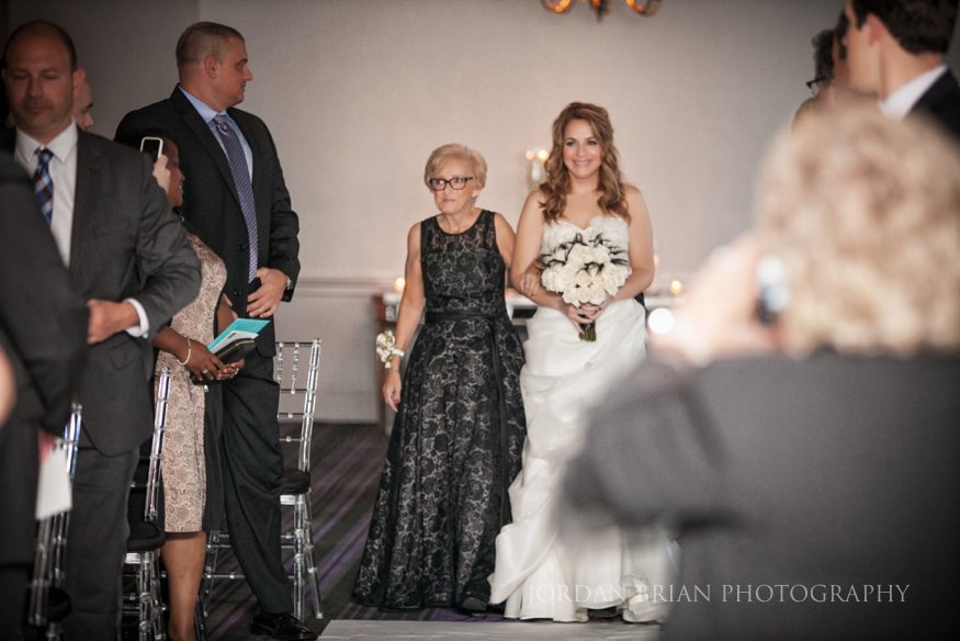Bride walking down isle Down Town Club Ceremony