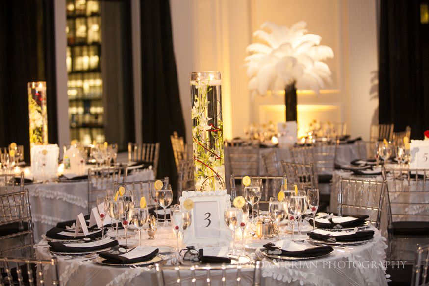 Center pieces Down Town Club wedding reception
