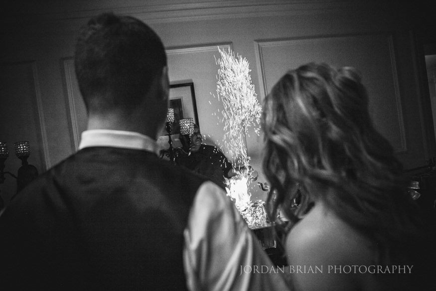 Fire with bride and groom at Cescaphe Downtown Club Wedding in Philadelphia