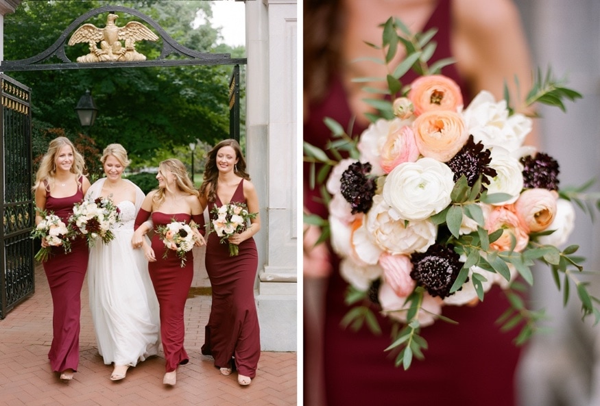 Bridal party portraits in Old City before Museum of American Revolution wedding.