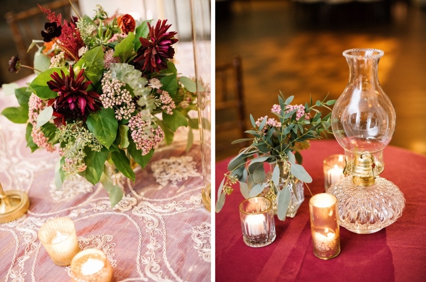 Decor and flowers by DFW Event Design at Museum of American Revolution wedding reception.