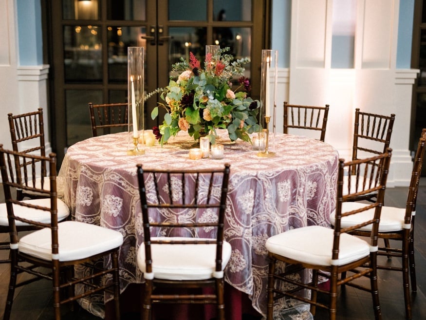 Decor and flowers by DFW Event Design at Museum of American Revolution wedding reception.