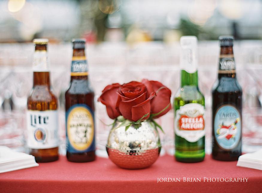 Table flower detail at Fairmount Park Horticulture Center wedding.