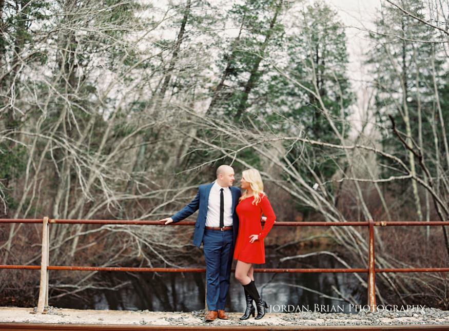 Megan and Kevin portrait on the abandoned train tracks overlooking the brook near Vineland NJ
