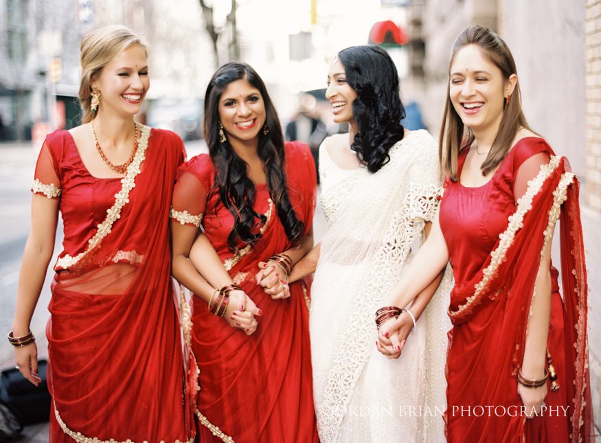 downtown marriott indian wedding bridesmaids photos