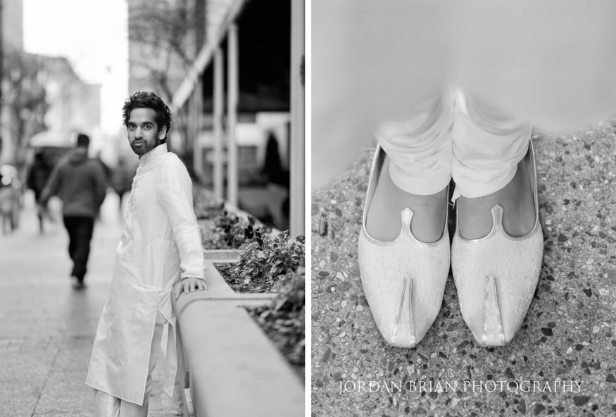 downtown marriott indian wedding bridesmaids groom portraits