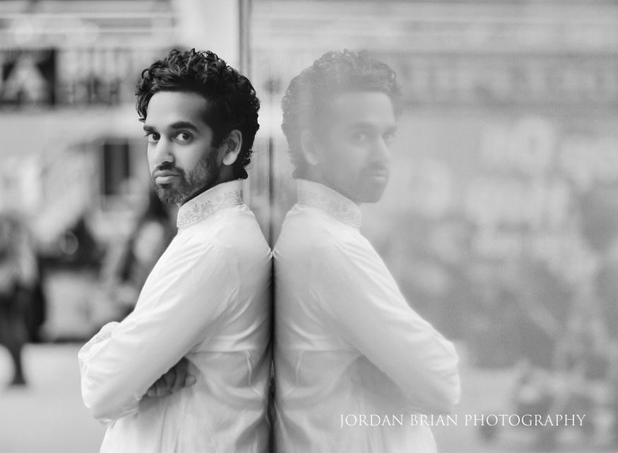 downtown marriott indian wedding groom portraits