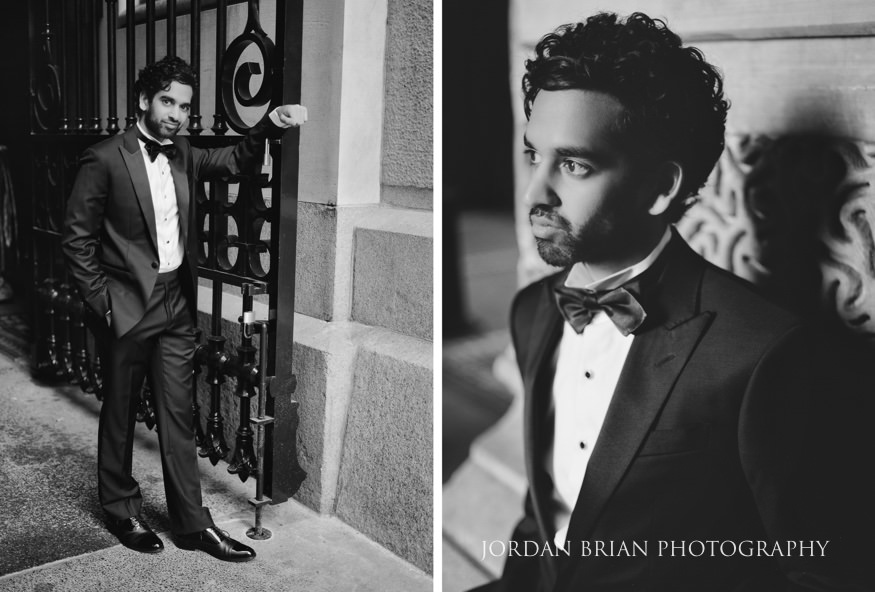 downtown marriott indian wedding black and white portrait city hall