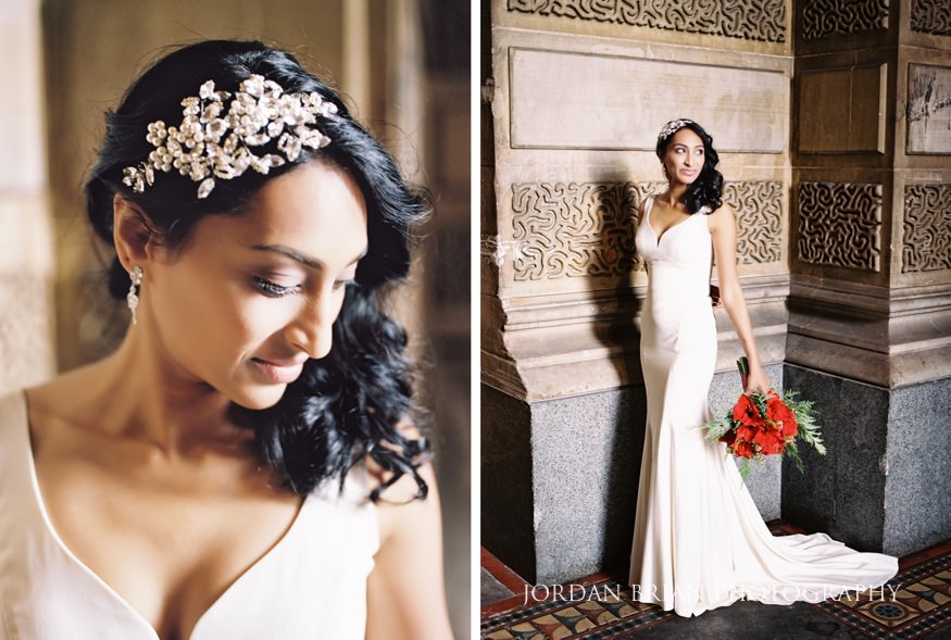 downtown marriott indian wedding bride portrait city hall