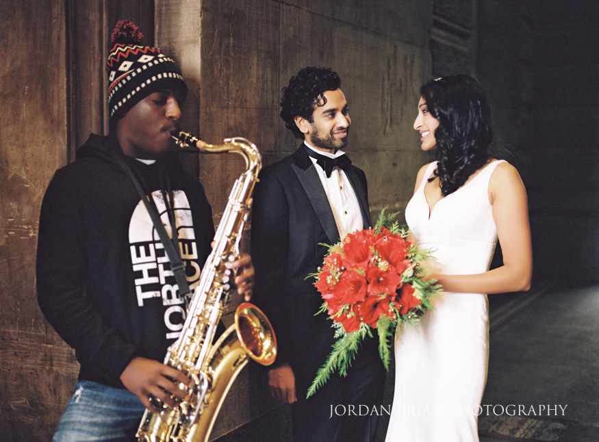 downtown marriott indian wedding bride groom portrait city hall