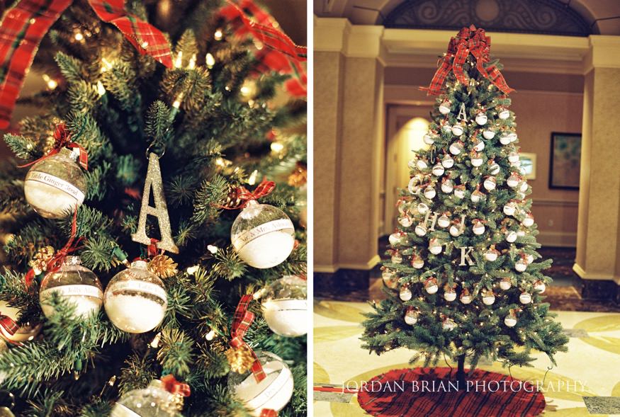 Philadelphia Downtown Marriott Christmas themed wedding reception.